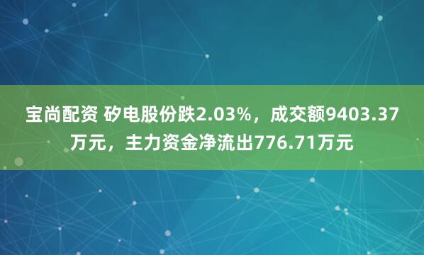 宝尚配资 矽电股份跌2.03%，成交额9403.37万元，主力资金净流出776.71万元